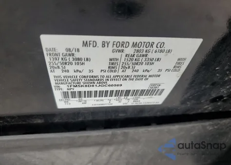 2018 Ford Explorer Xlt z USA, uszkodzony, nr VIN 1FM5K8D81JGC60569